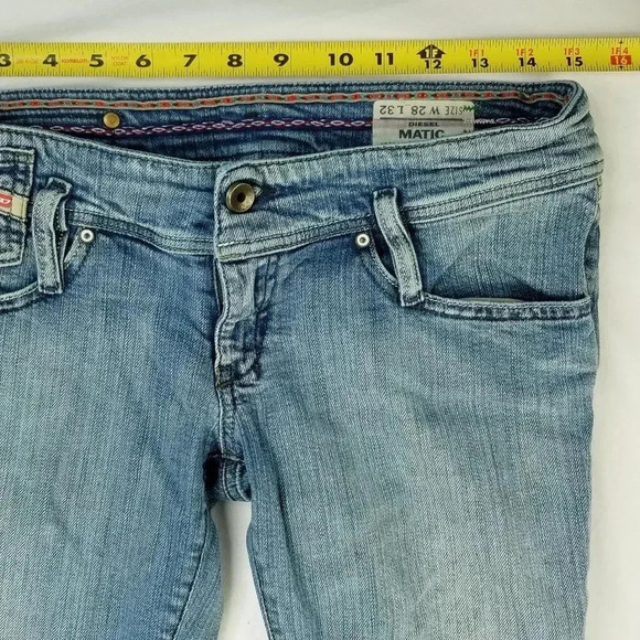 Diesel 28X32 Matic Stretch Embroidered Logo Women Blue Denim Jeans Made in Italy - Picture 2 of 11